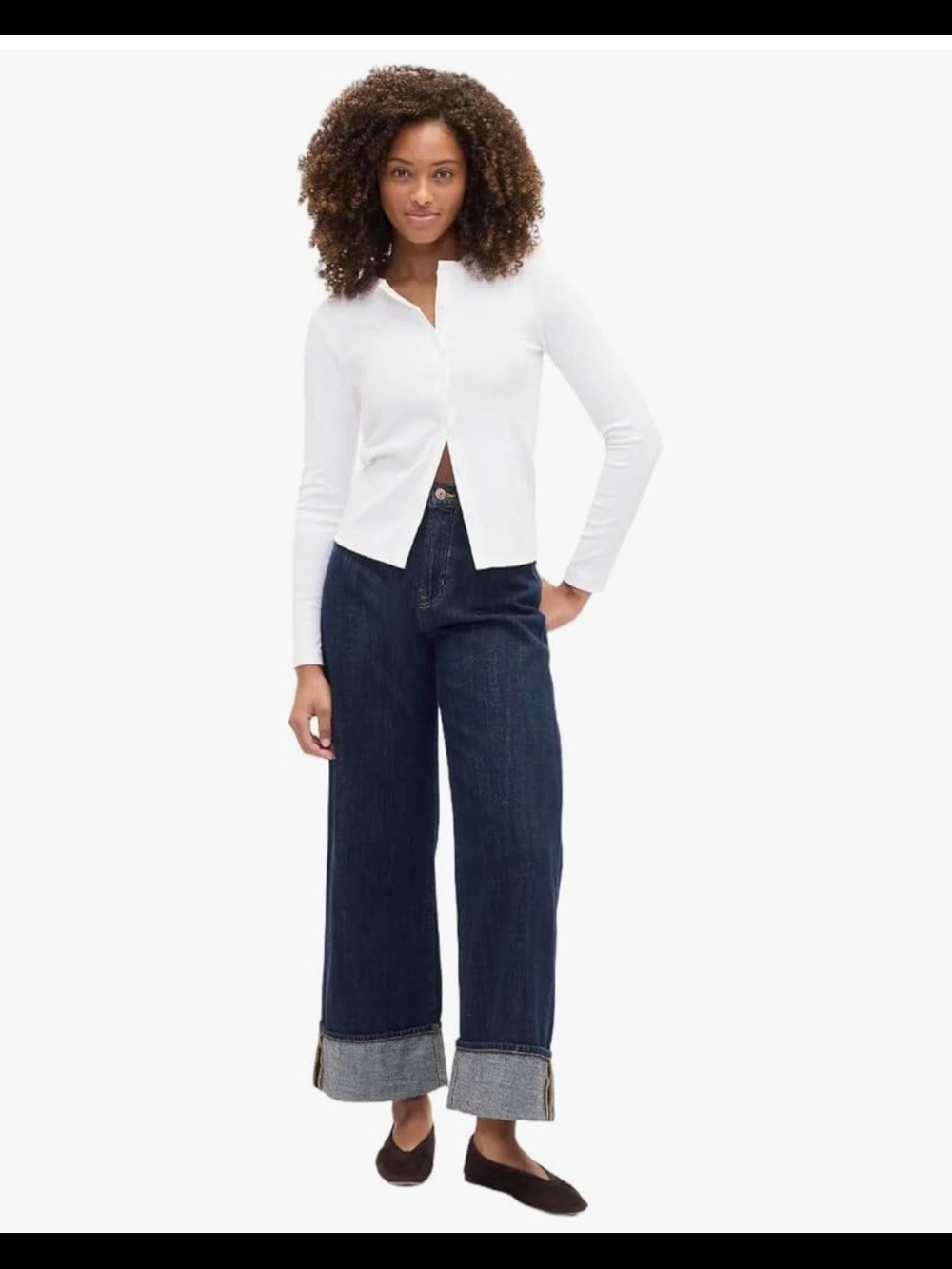GAP Dark Blue Wide-Leg Cuffed Jeans